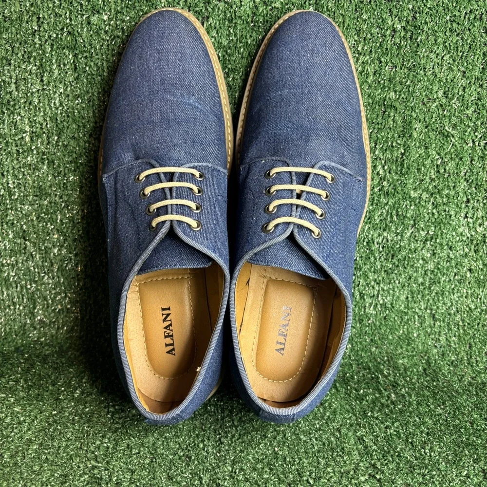 Alfani Cooper Denim Textile Lace Up Casual Classic Oxford‎ Shoes Blue Mens 12M